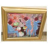 Framed signed Ramon oil on canvas - Jazz band-