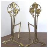 Pair of small brass arts & crafts andirons