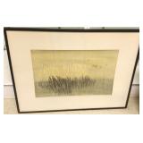 Framed signed Ansei Uchima #10/150 colored woodcut