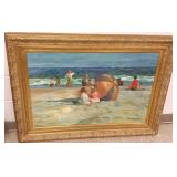 Framed signed Jacques Deveau oil on canvas-