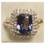 14K gold ring set with 3.66 ct tanzanite & .58 cwt