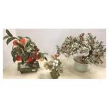 3 hardstone floral groupings (some as seen)