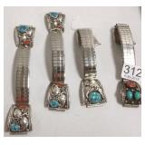 4 Southwest sterling watch bands set with