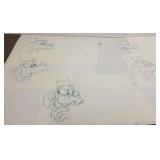 5 unframed Disney original animation drawings