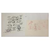 1 unframed original Disney action sketch & drawing