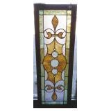 Antique stained, leaded & jeweled window 12"x 38"