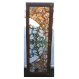 Antique stained, leaded & jeweled window 14"x 48"