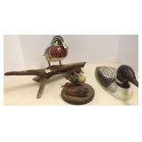 3 duck wood carvings