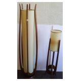 2 mid century walnut lamps- 48" & 36" (1 as is)