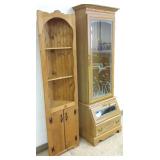 Oak gun cabinet & pine corner shelf