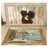 2 framed signed oil paintings- 1 signed Stuart