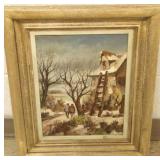 Framed signed A. Besse oil on canvas- village