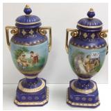 2 Erphila Czech covered portrait urns