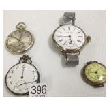 4 pocket watches etc. including Illinois (as seen)