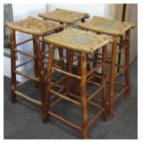 4 vintage hickory tall stools (seats as seen)