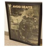 Framed 1967 Vietnam poster "Avoid Drafts"