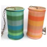 2 colorful mid century modern hanging fixtures
