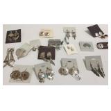 15 pair Southwest sterling earrings some set with