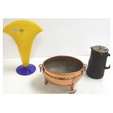 Basalt covered pitcher, Blenko labeled