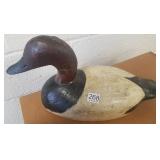 Signed vintage carved wood canvasback decoy-