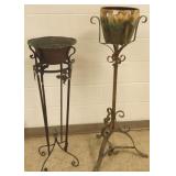 2 metal floor flower stands with inserts