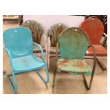 5 vintage metal spring chairs