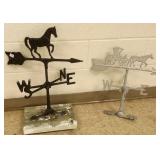 2 horse metal weather vanes