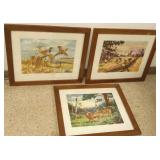 3 vintage framed Kouba prints