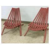 2 modern folding wood lawn chairs