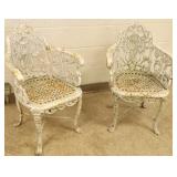 2- Victorian cast iron garden arm chairs