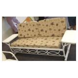 Vintage metal porch glider built-in tables