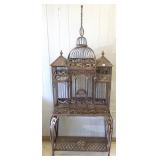 Metal Victorian style birdcage on stand 27" x70"