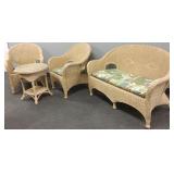 4 piece wicker set - 2 chairs, sofa & table