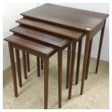 Set of 4 mahogany inlaid nesting tables