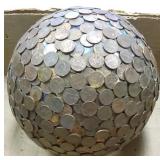 Penny encrusted bowling ball