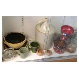 Group of vintage ashtrays, pottery, snack-jack,