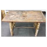 Antique birch bark table 49" tall