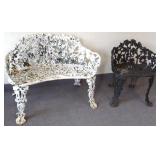 Vintage cast iron grape motif settee & chair