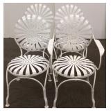 4 Francois Carre sunburst metal chairs