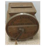 "White Cedar" cylinder wooden churn