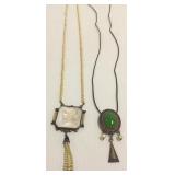 2 vintage Deco necklaces including marked