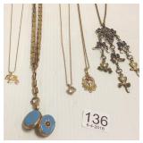 5 vintage etc. necklaces including Victorian hair