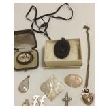 9 pieces of Victorian mother of pearl jewelry