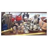 Group vintage metalware, pewter, brass & misc