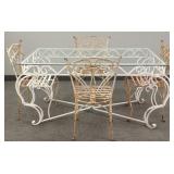 5 piece iron garden table set with glass top