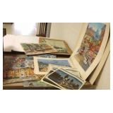 Group unframed original artworks including L Roman