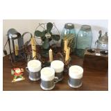 Group including early stein, candlesticks, mugs &
