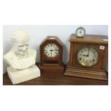 3 antique mantle, etc. clocks & a papier-mache