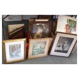 Group assorted framed art - some original