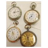 4 pocket watches with fancy dials including